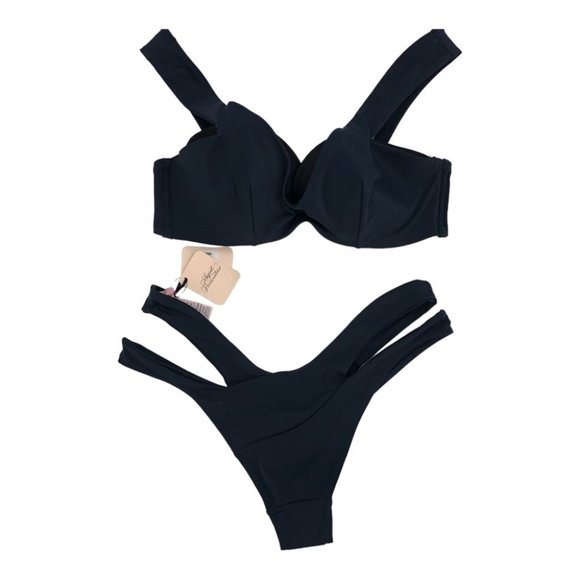 NWT Agent Provocateur Navy Pia Bikini Set size 6 and 36C liner still attached - Picture 2 of 16